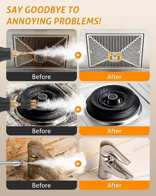 Handheld Pressurized Steam Cleaner with 6 pcs Accessories, Portable Steamer for Cleaning, Steam Cleaner for Home Use, Steamer for Cleaning Car, Furniture, Floor (White, AE Plug)