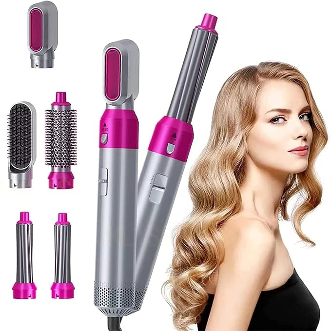5 in 1 Multifunctional Hair Dryer Brush – Detachable Hot Air Styler with Curler, Volumizer, Straightener & Blow Dryer for Women, Negative Ion Technology